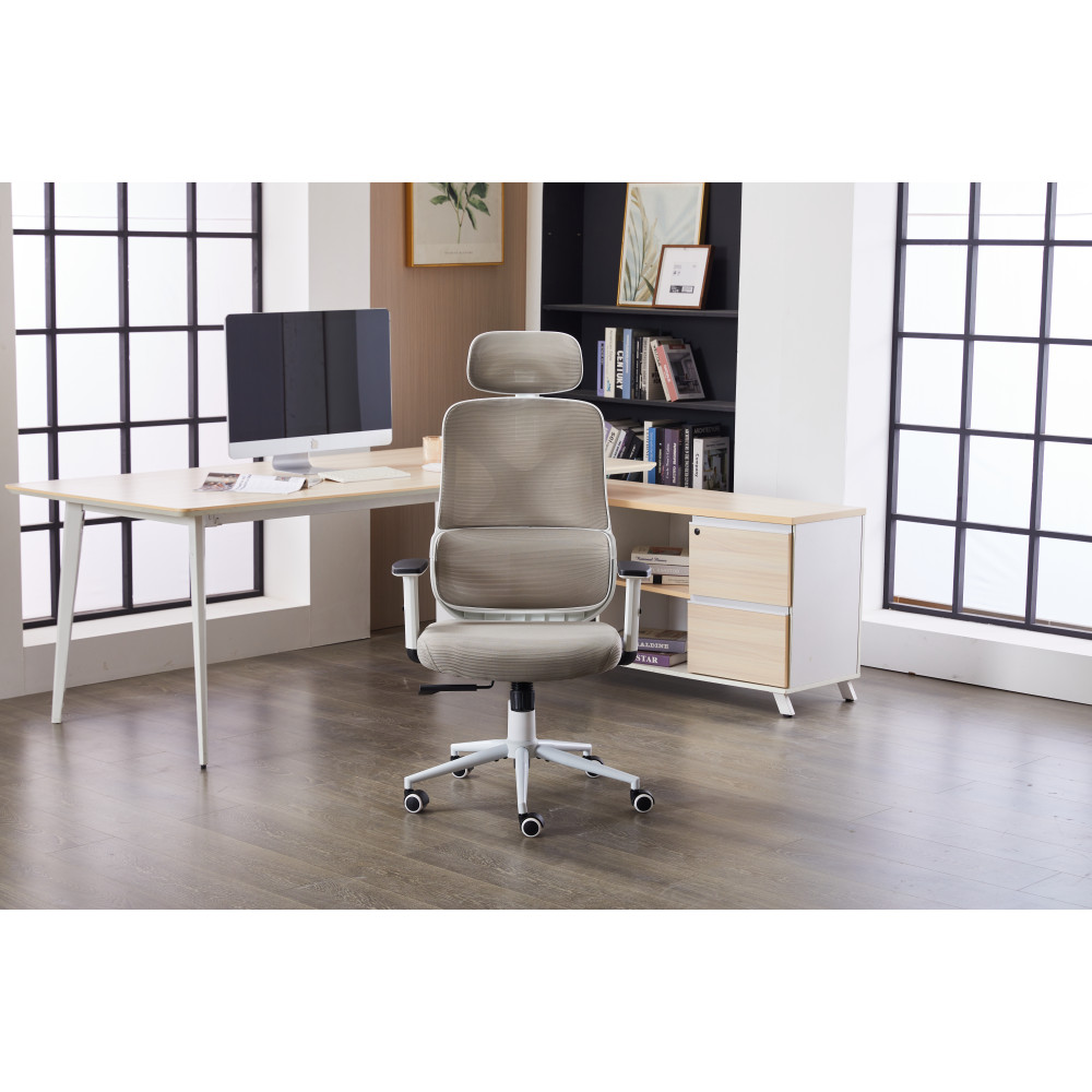 Ергономічне офісне крісло Level Light Grey світло-сіре ErgoMix