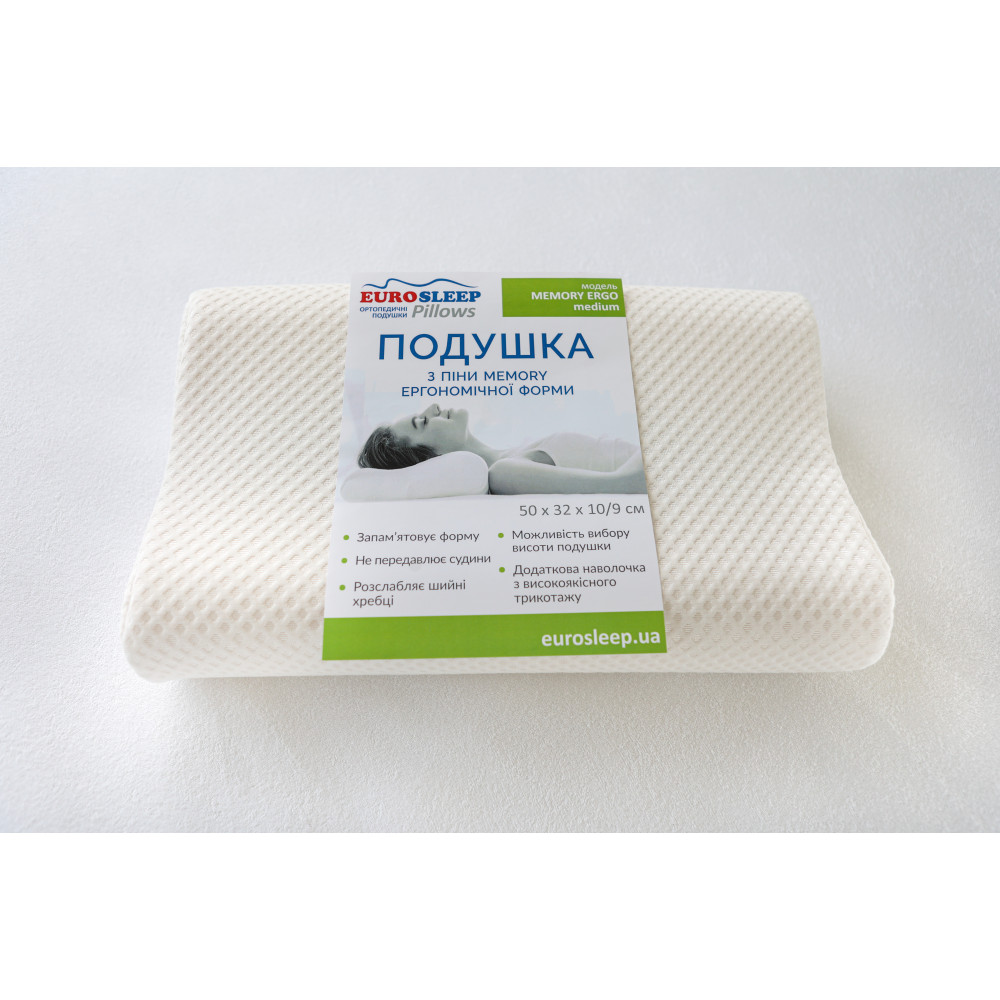 Ортопедична подушка Eurosleep Memory Ergo Medium 50x32 см