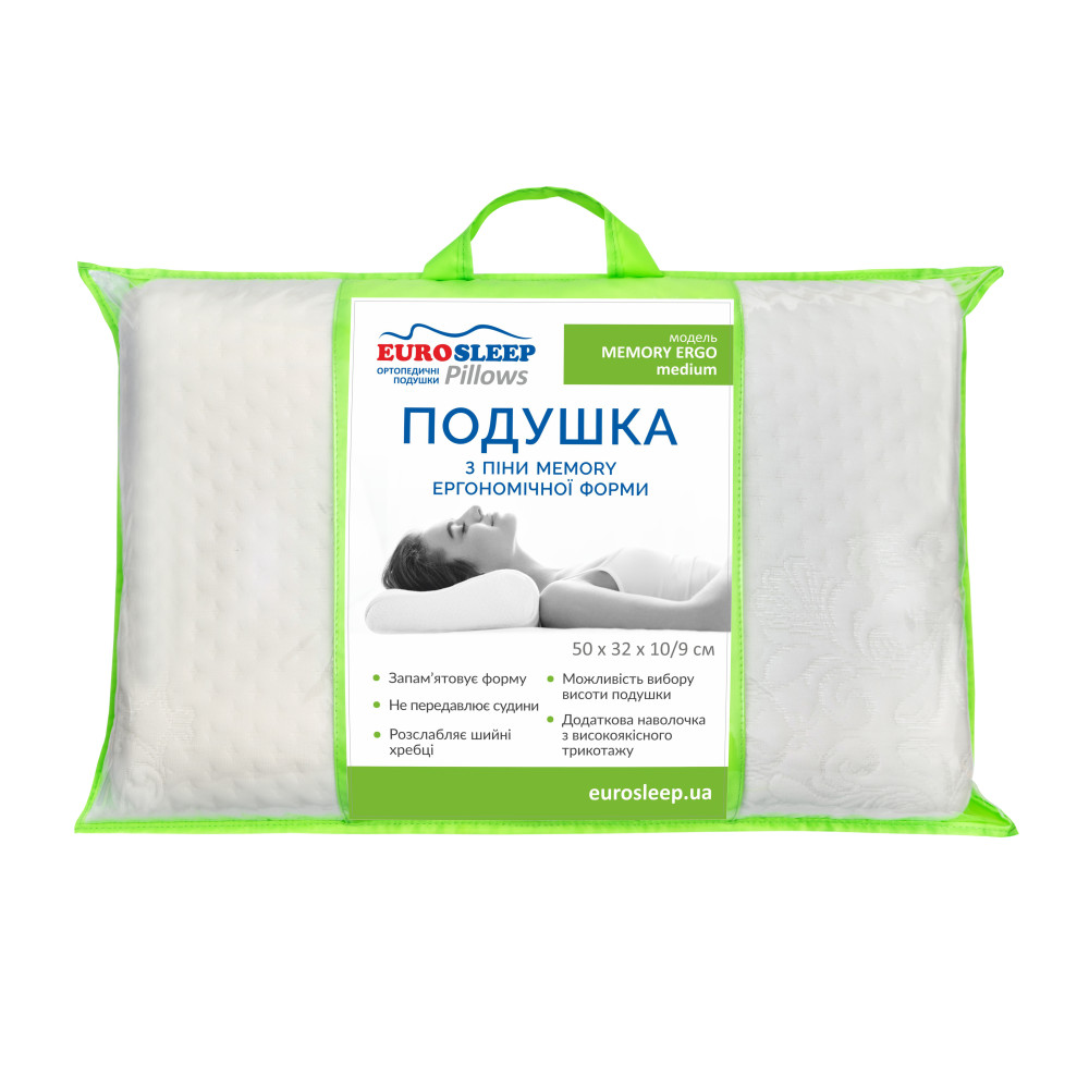 Ортопедична подушка Eurosleep Memory Ergo Medium 50x32 см