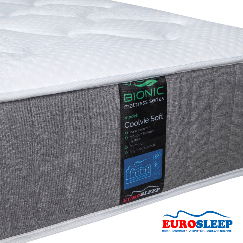 Матрац безпружинний Eurosleep Bionic - Coolvie Soft нестандартного розміру