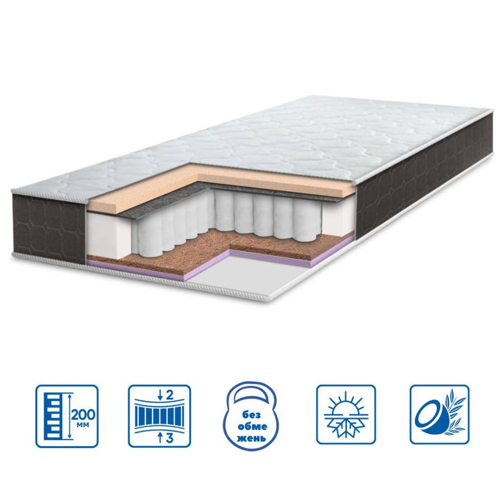 Матрац пружинний Eurosleep Brave "Spring Memory-Cocos" нестандартного розміру